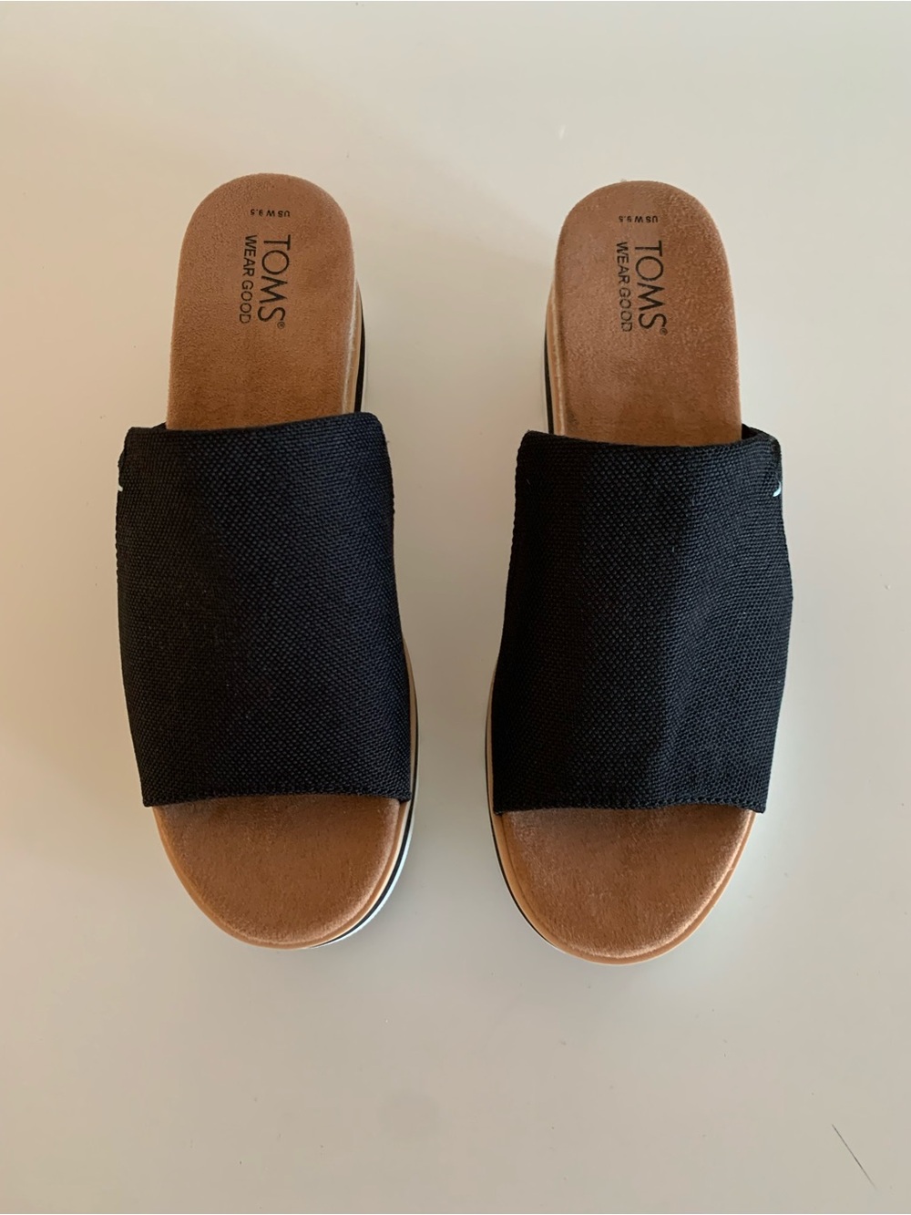 Toms Black Platform Slide Mules with White Sole - Picture 3 of 6